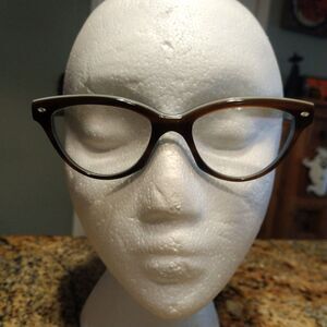 See Eyewear 1413 Cat Eye Eyeglass Frames Blue Brown 50 18 145 Italy Made